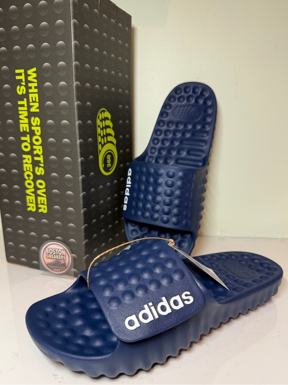 adidas - Size W8/ M7/ 25 cm - Adissage 360REC slides Sandals JR2436 Navy - New